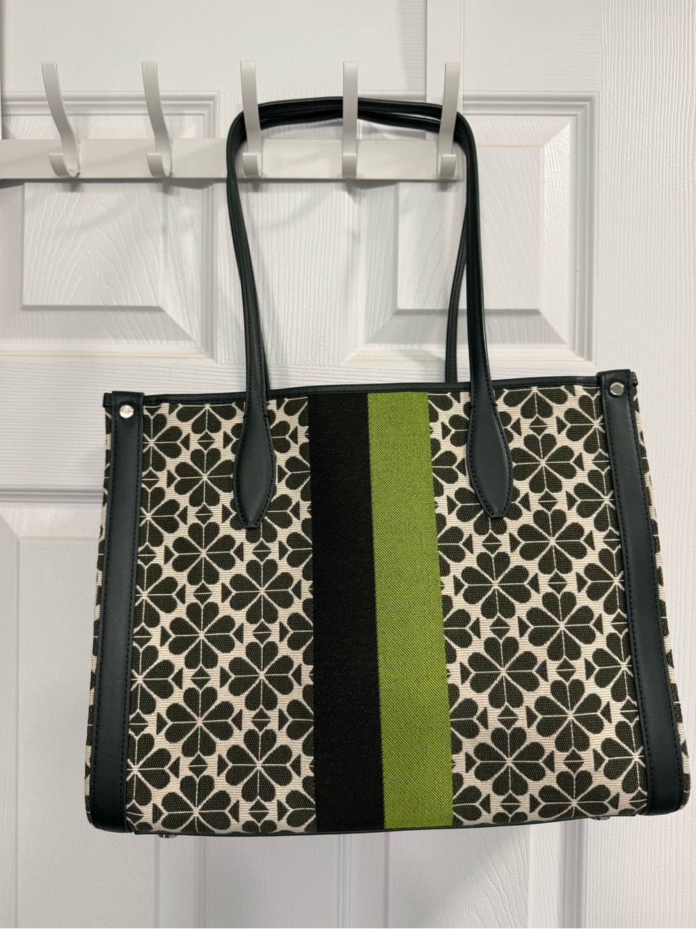 kate spade Black, Green and Cream Floral Stripe Tote